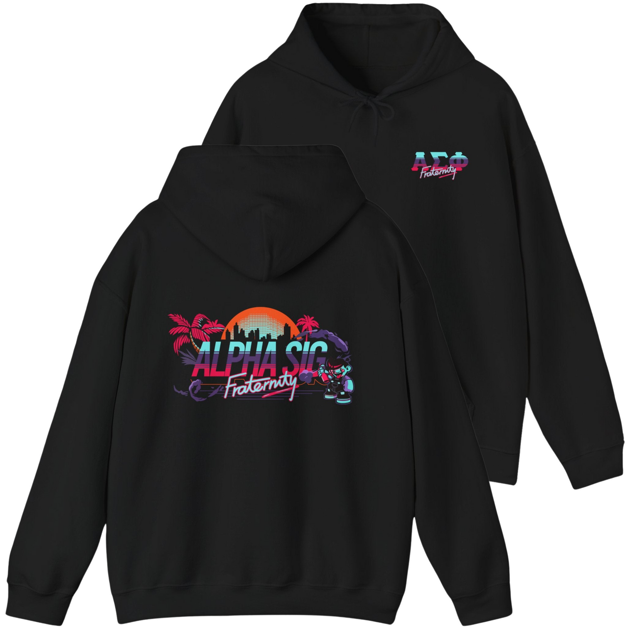 Black Alpha Sigma Phi Graphic Hoodie | Jump Street 
