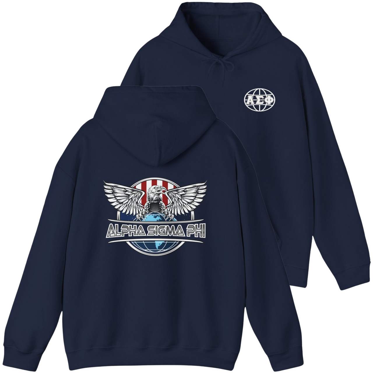 Navy Alpha Sigma Phi Graphic Hoodie | The Fraternal Order