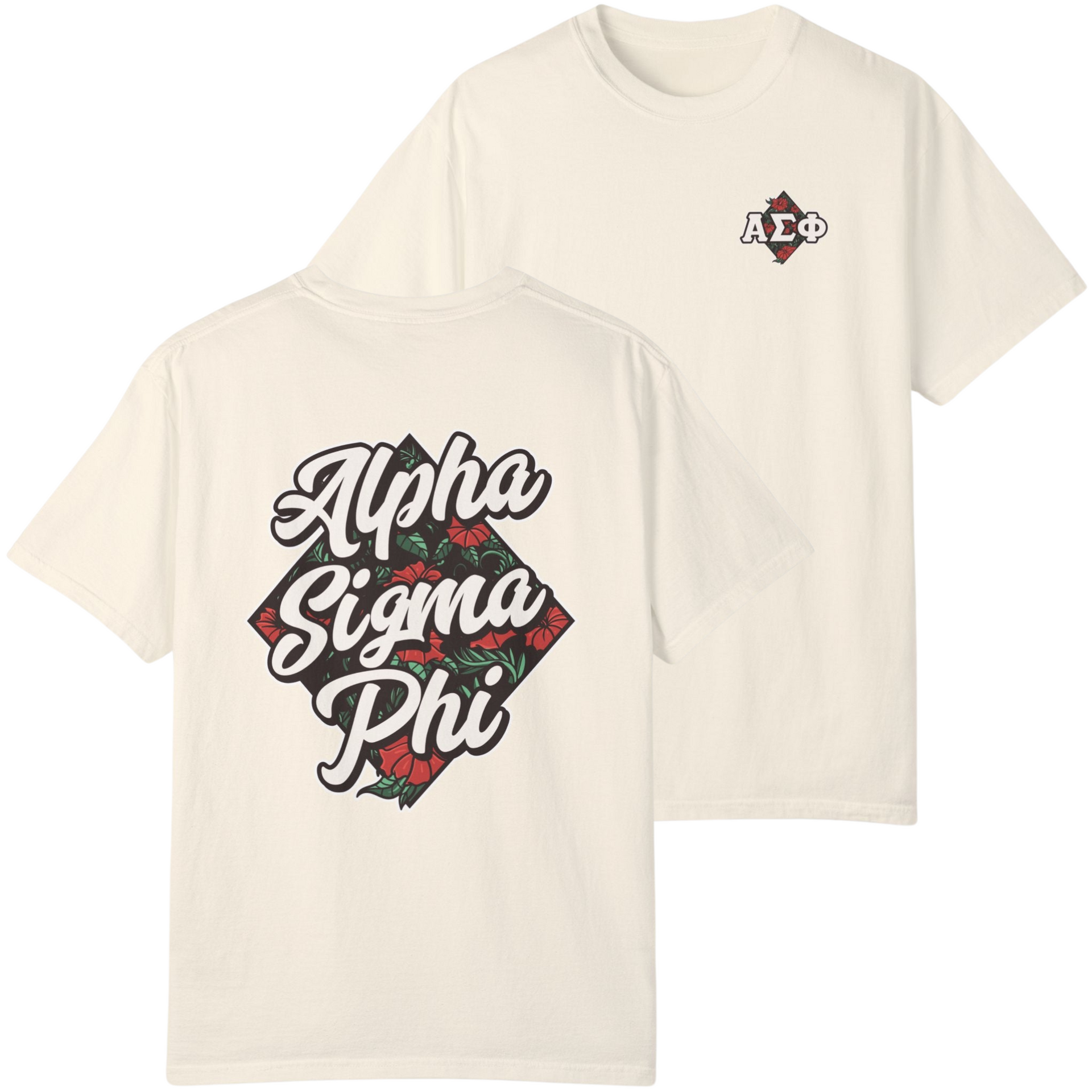 Ivory Alpha Sigma Phi Graphic T-Shirt | Aloha