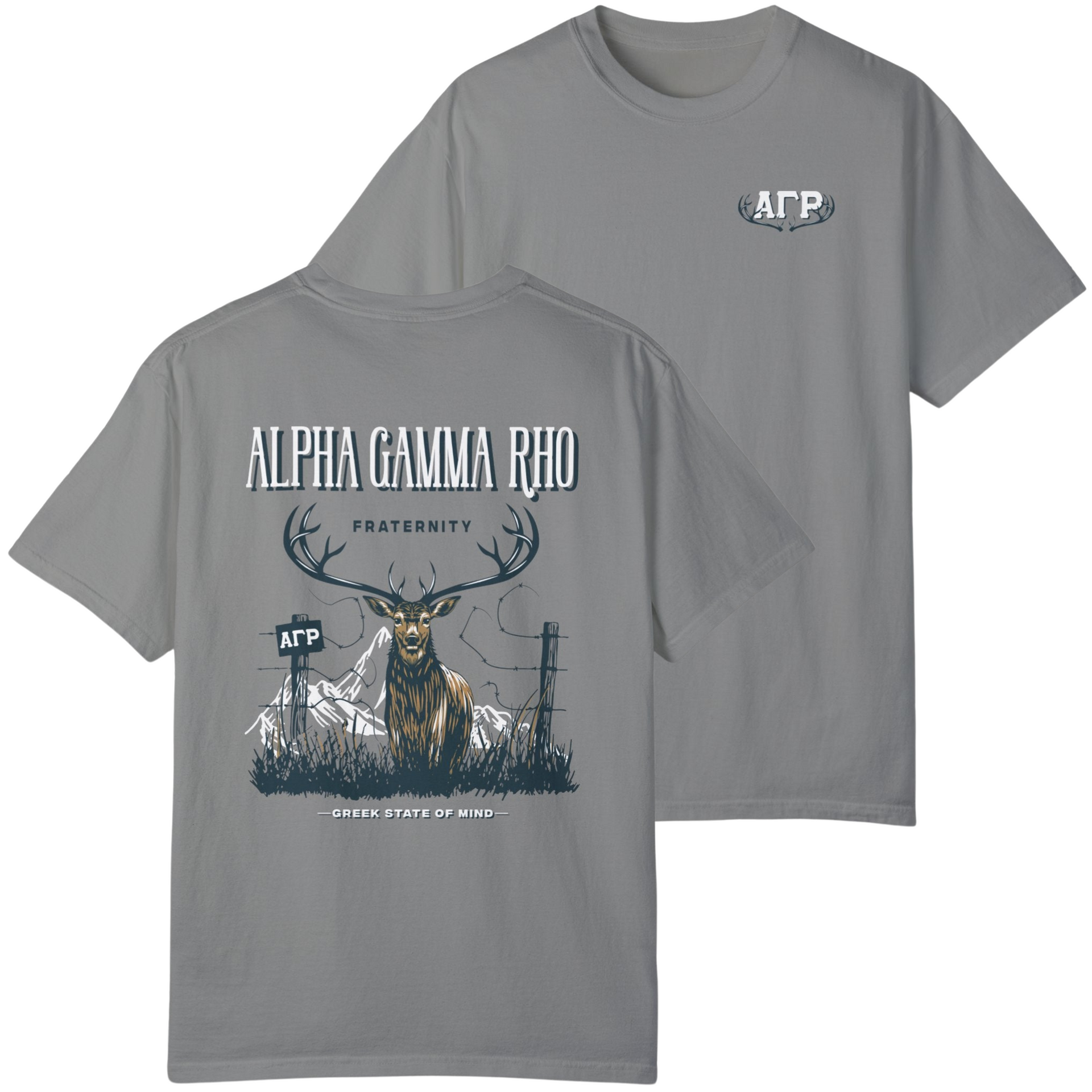 Grey Alpha Gamma Rho Graphic T-Shirt | Big Buck