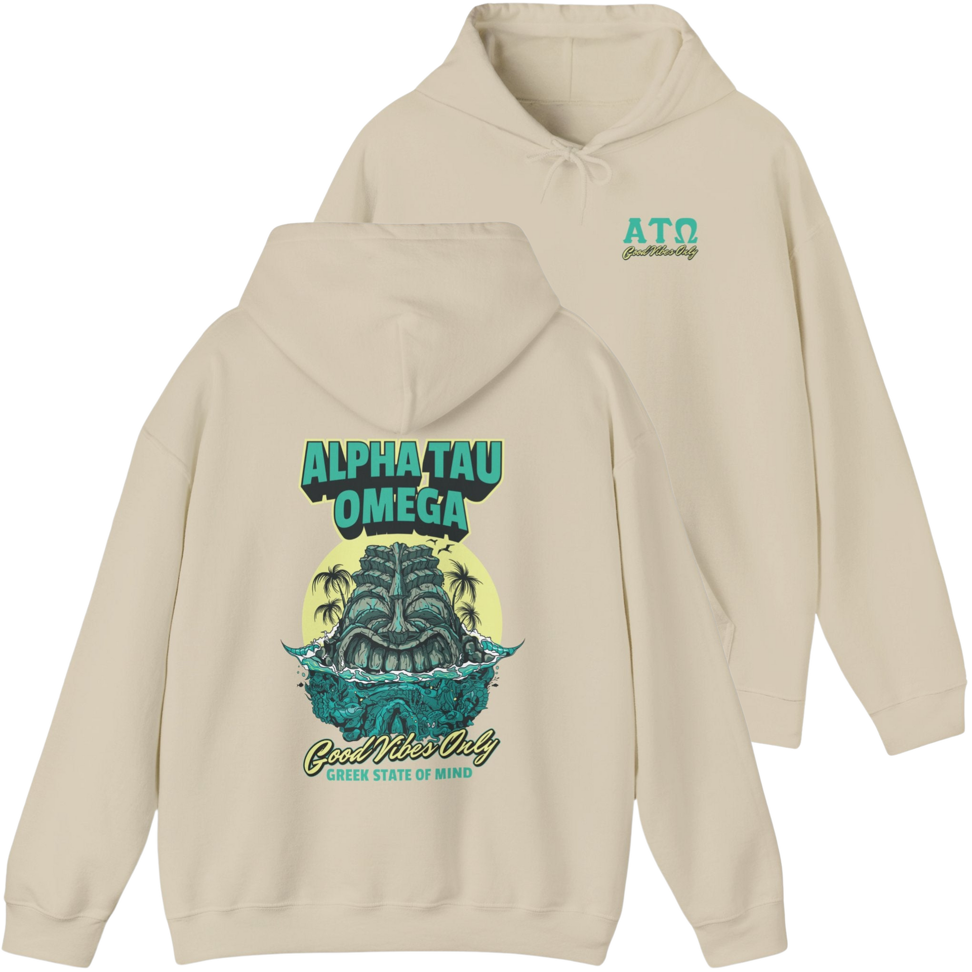 ivory Alpha Tau Omega Graphic Hoodie | Good Vibes Only