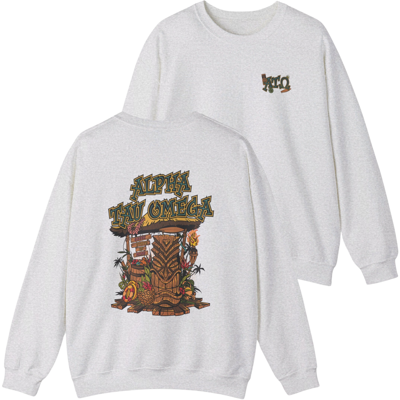 ash Alpha Tau Omega Graphic Crewneck Sweatshirt