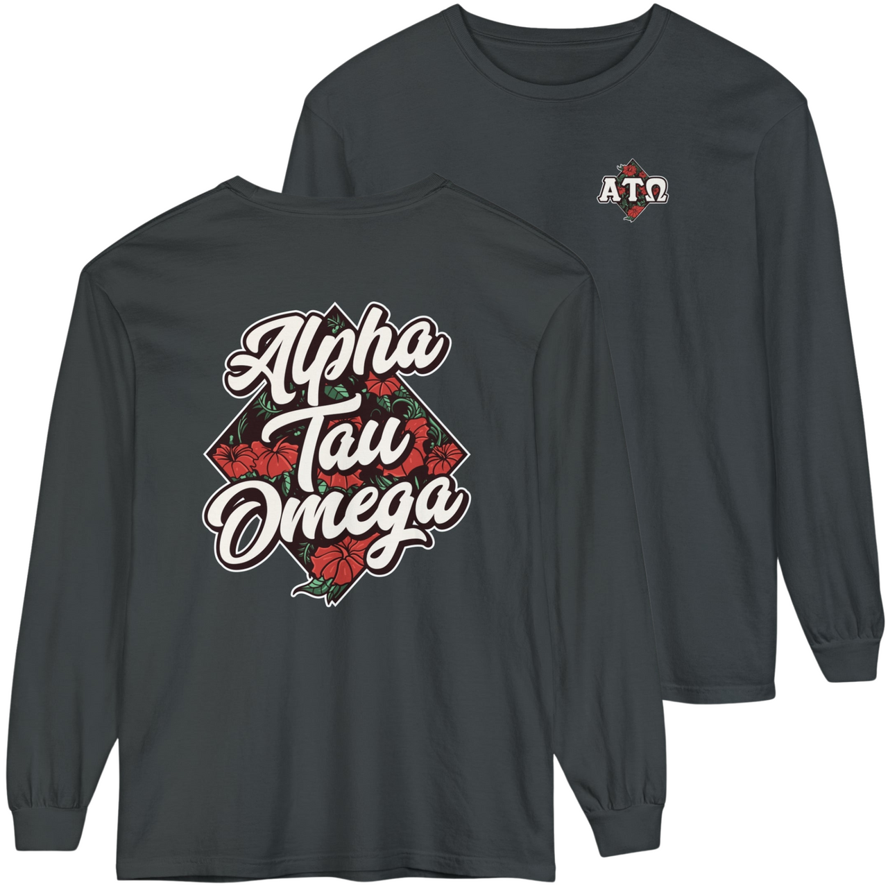 Grey Alpha Tau Omega Graphic Long Sleeve | Aloha