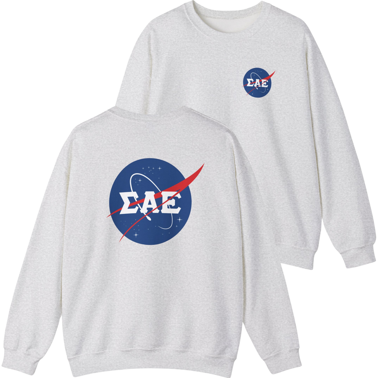 Ash Sigma Alpha Epsilon Graphic Crewneck Sweatshirt | Nasa 2.0