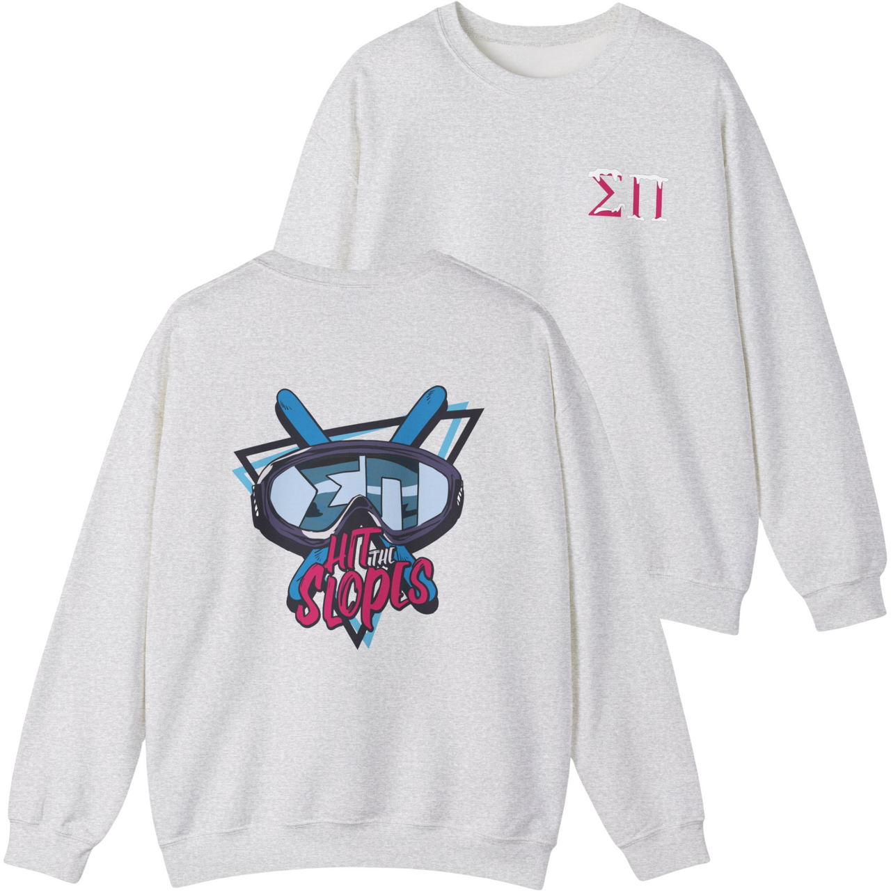 Ash Sigma Pi Graphic Crewneck Sweatshirt | Hit the Slopes