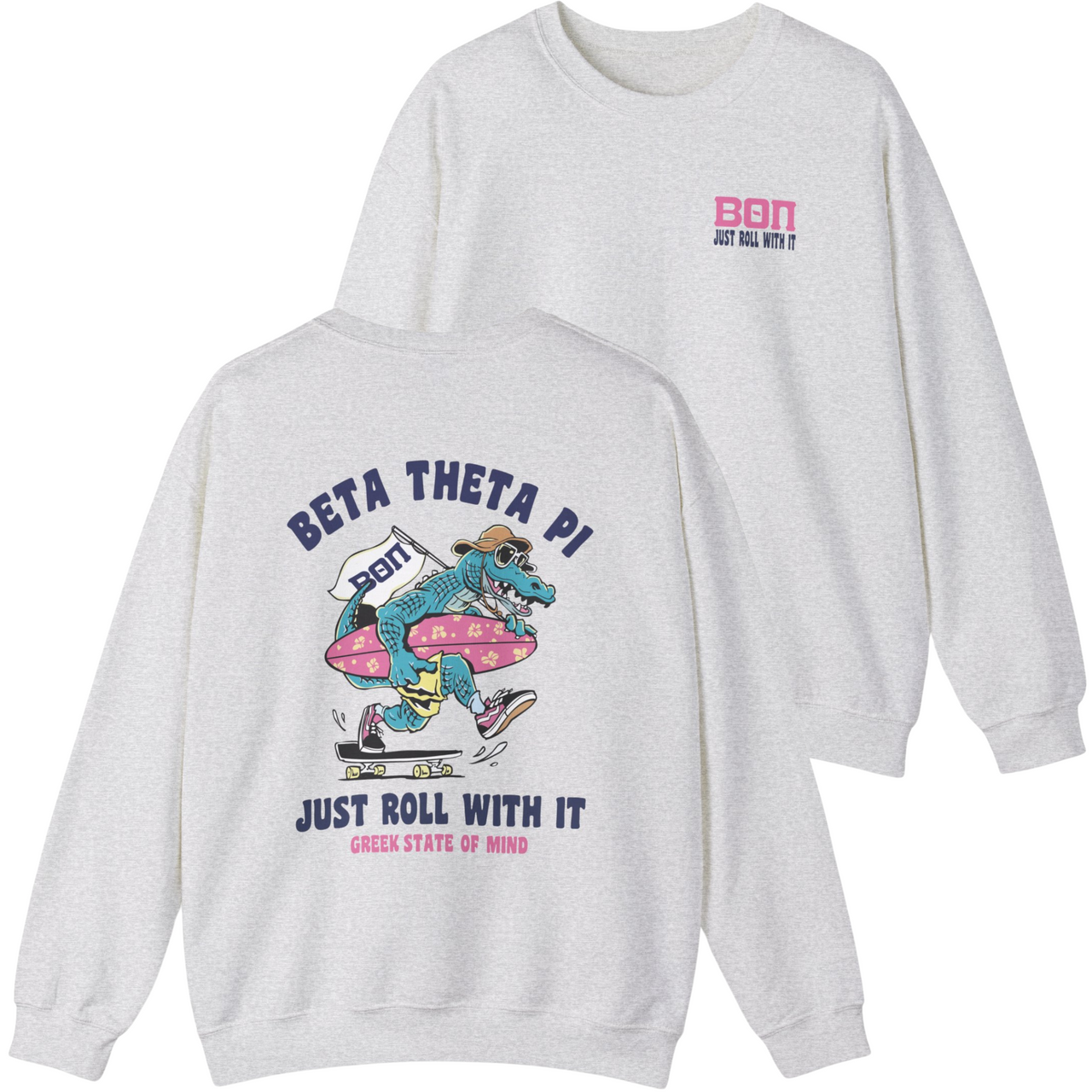 Beta Theta Pi Graphic Crewneck Sweatshirt | Alligator Skater