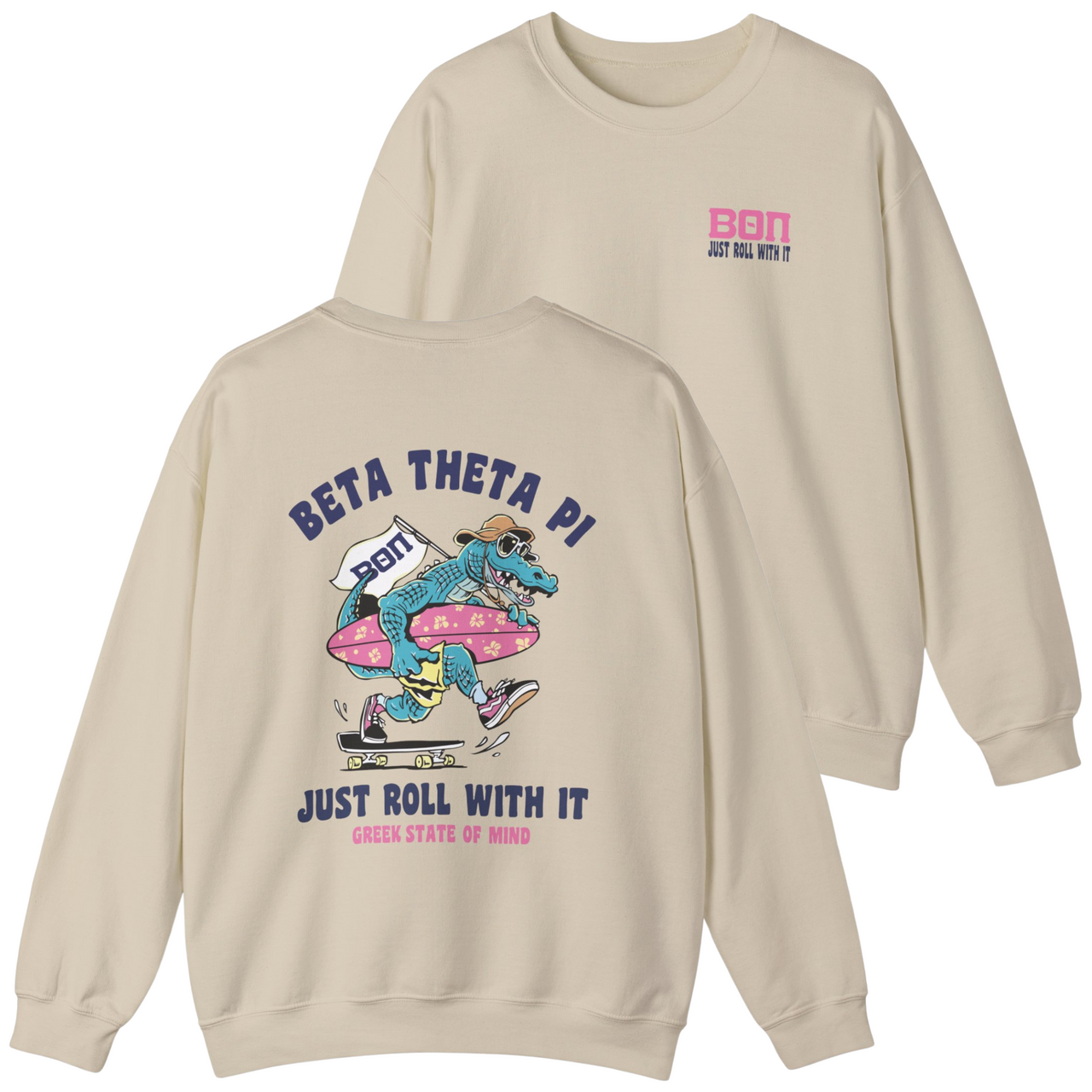 Beta Theta Pi Graphic Crewneck Sweatshirt | Alligator Skater