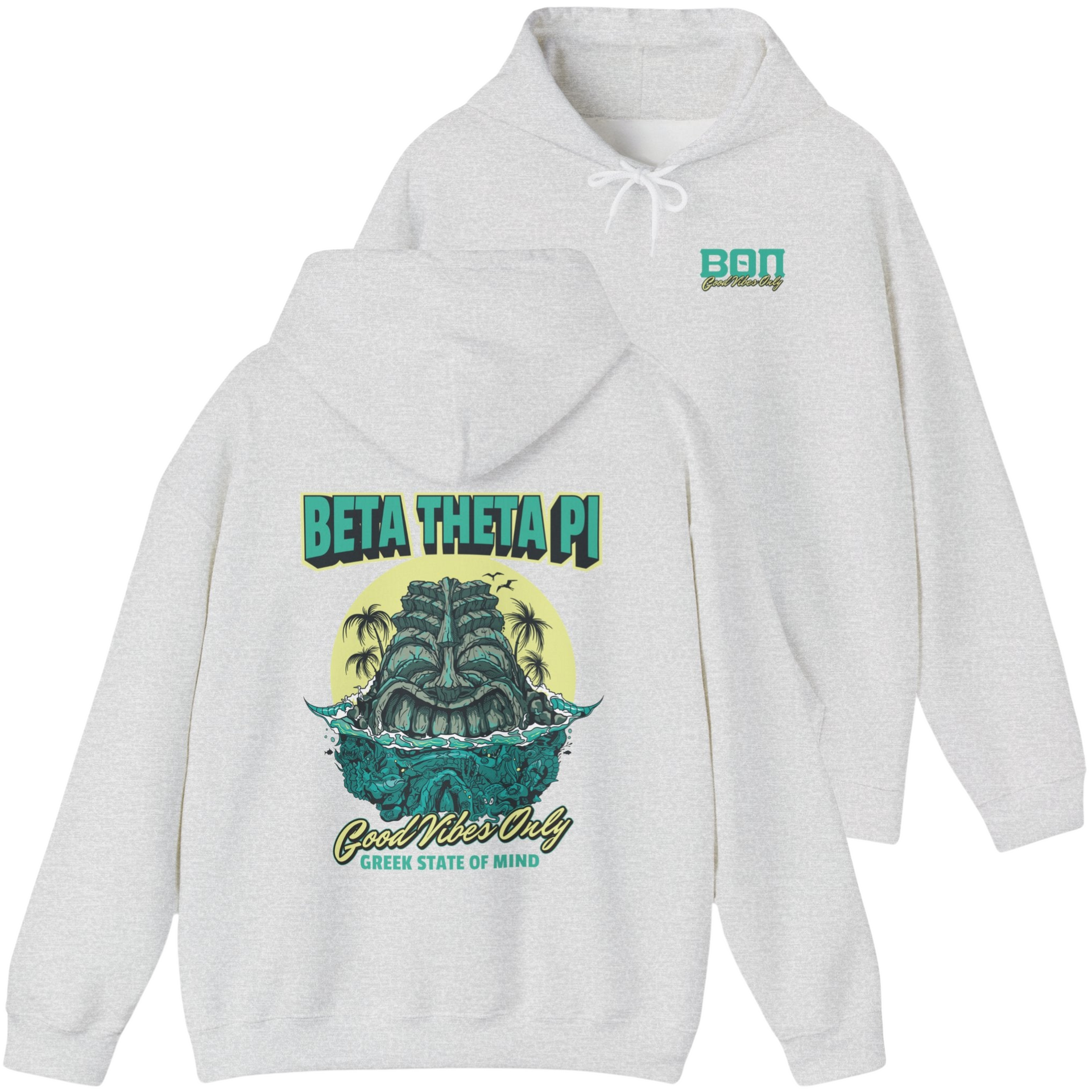 grey Beta Theta Pi Graphic Hoodie | Good Vibes Only