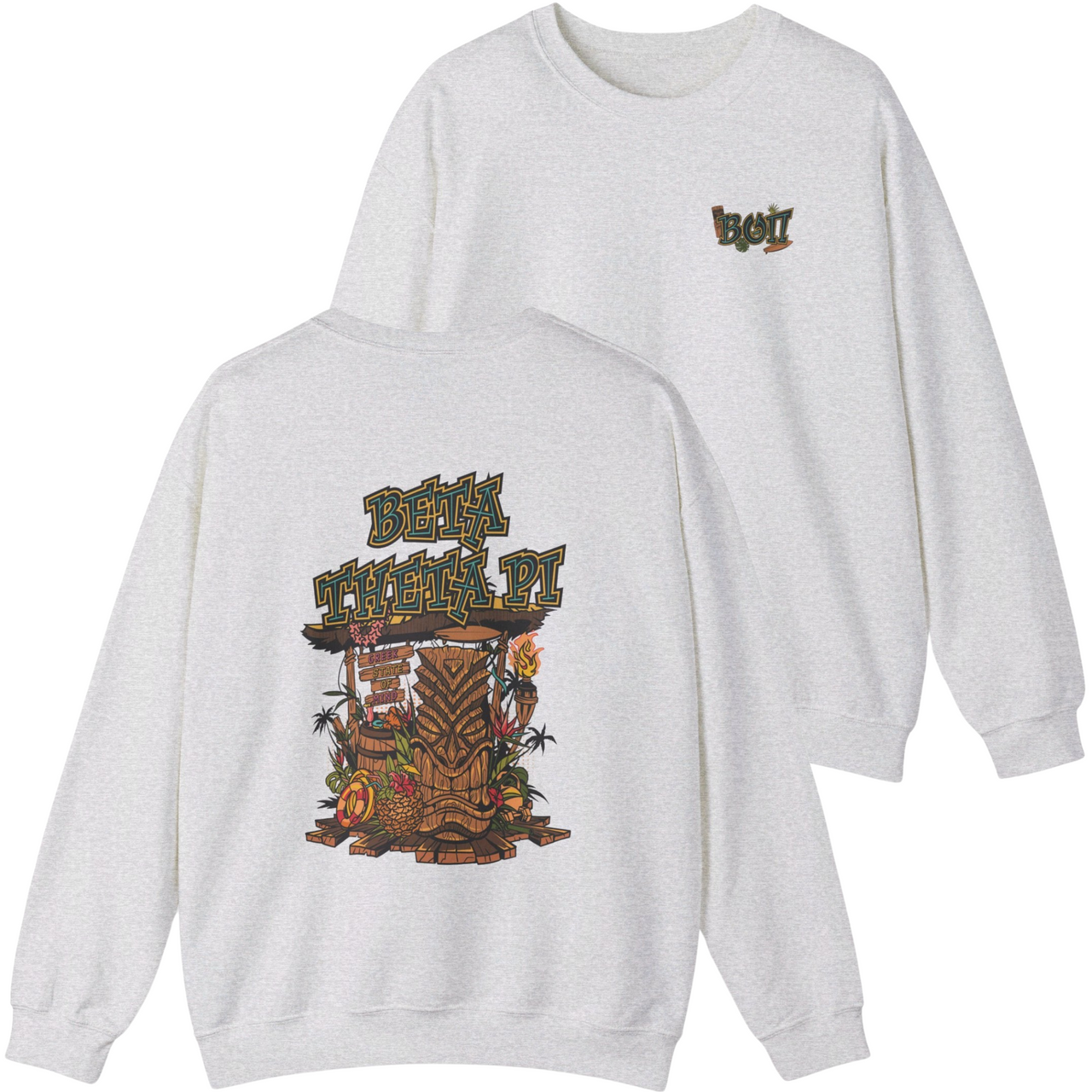 grey Beta Theta Pi Graphic Crewneck Sweatshirt 