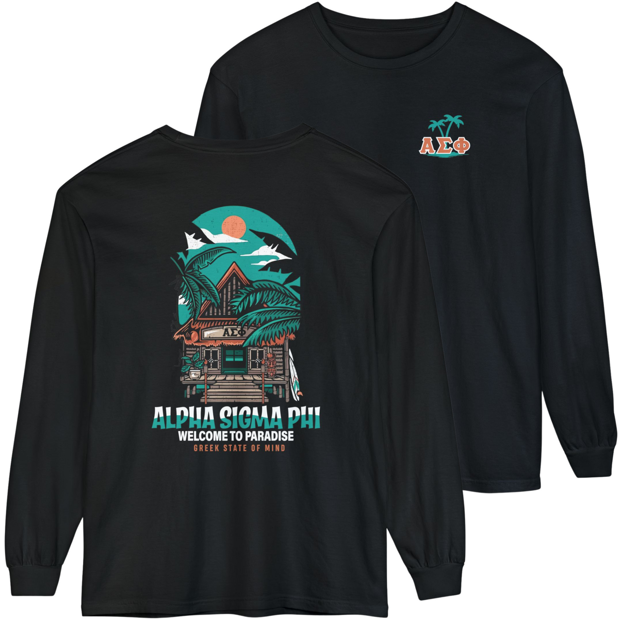 Alpha Sigma Phi Graphic Long Sleeve T-Shirt | Welcome to Paradise