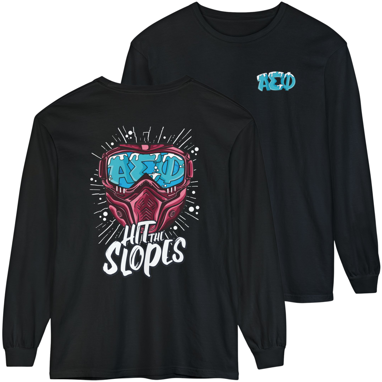 Black Alpha Sigma Phi Graphic Long Sleeve | Hit the Slopes