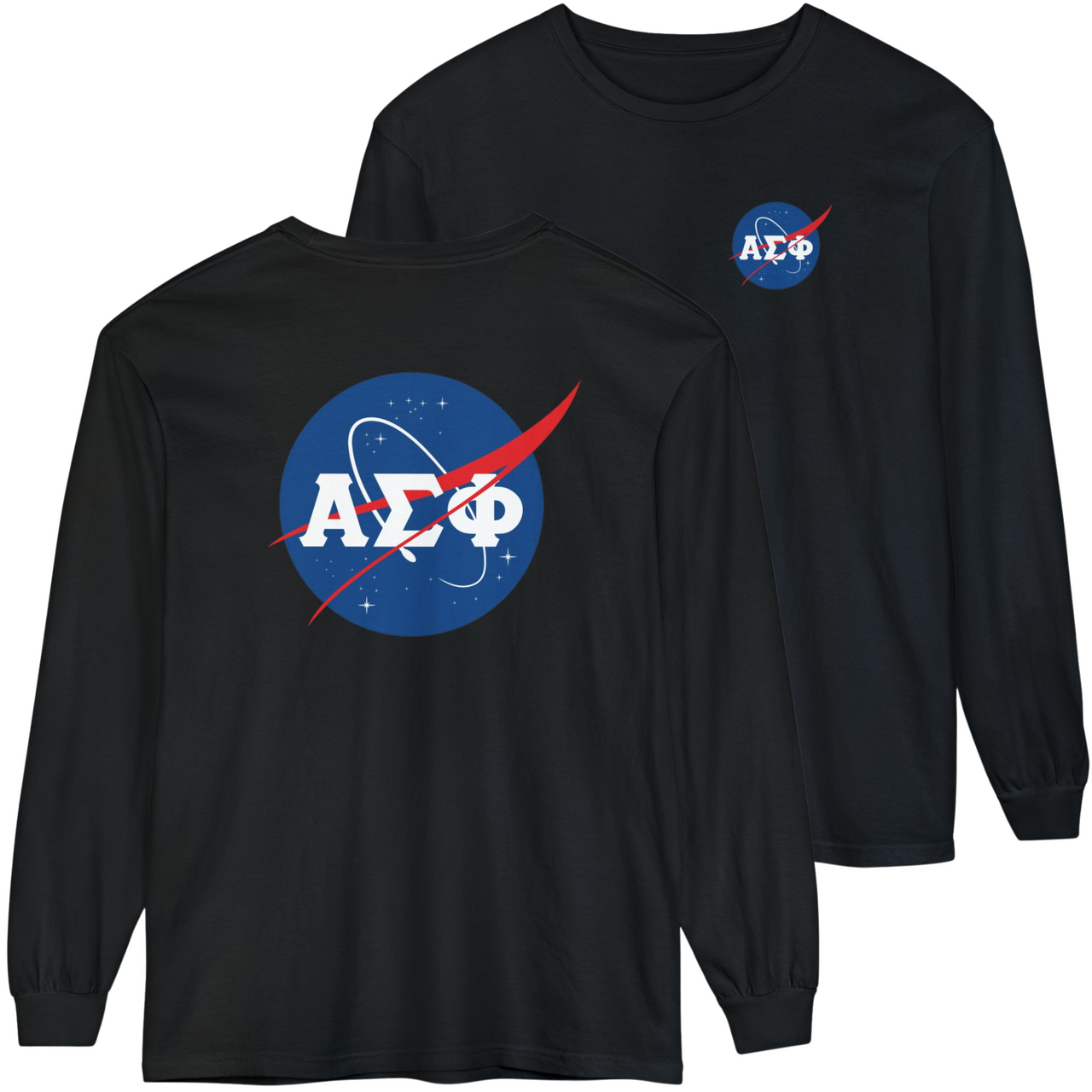 Black Alpha Sigma Phi Graphic Long Sleeve | Nasa 2.0