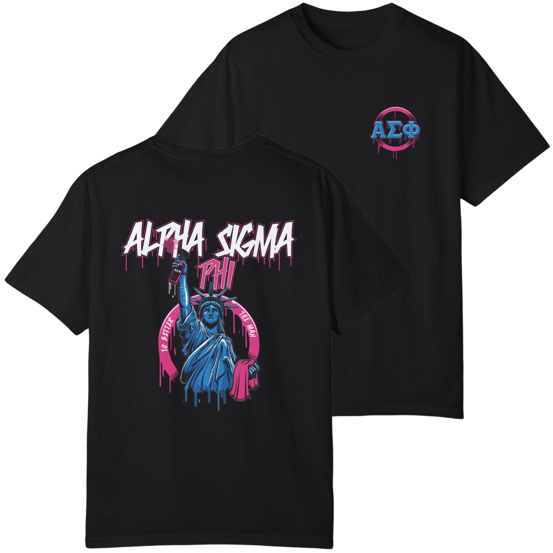Black Alpha Sigma Phi Graphic T-Shirt | Liberty Rebel