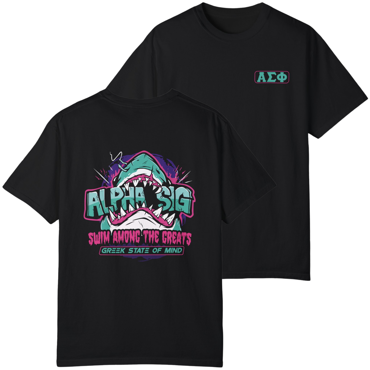 Black Alpha Sigma Phi Graphic T-Shirt | The Deep End