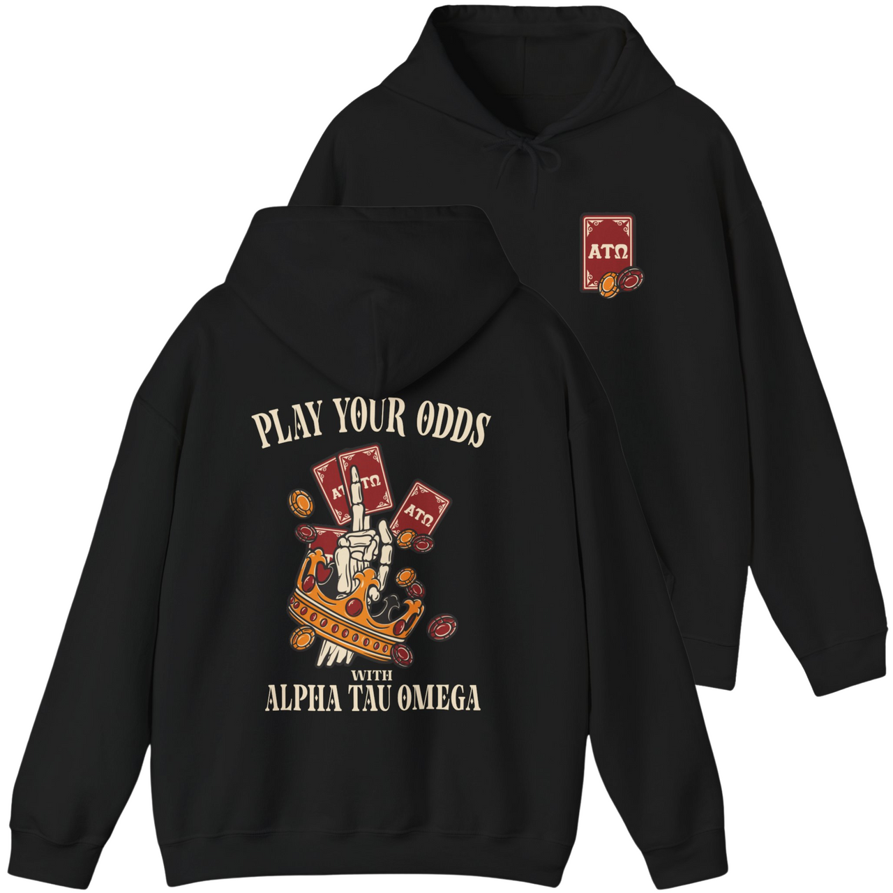 Black Alpha Tau Omega Graphic Hoodie | Play Your Odds