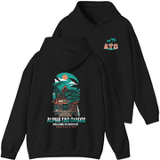 Black Alpha Tau Omega Graphic Hoodie | Welcome to Paradise
