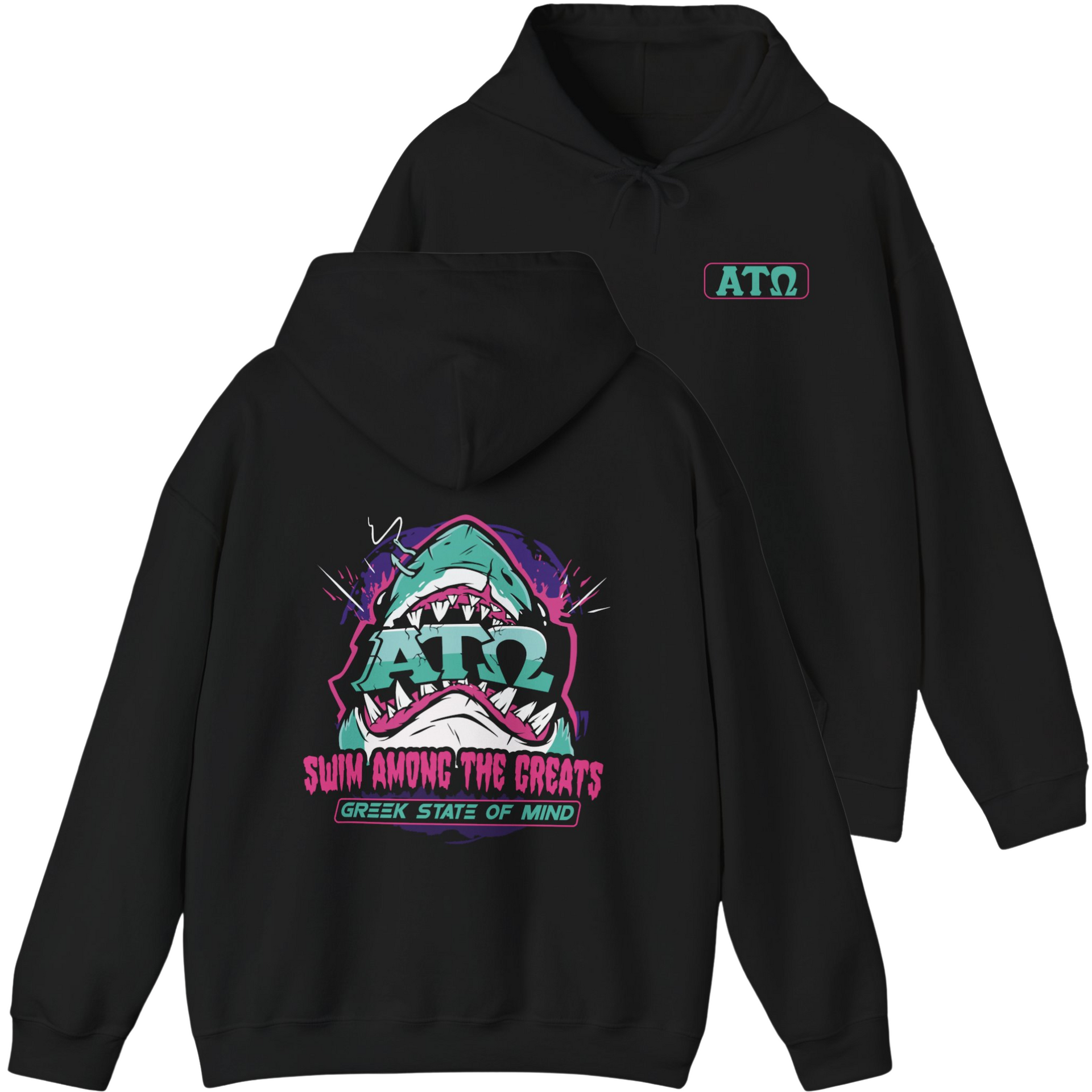 Black Alpha Tau Omega Graphic Hoodie | The Deep End