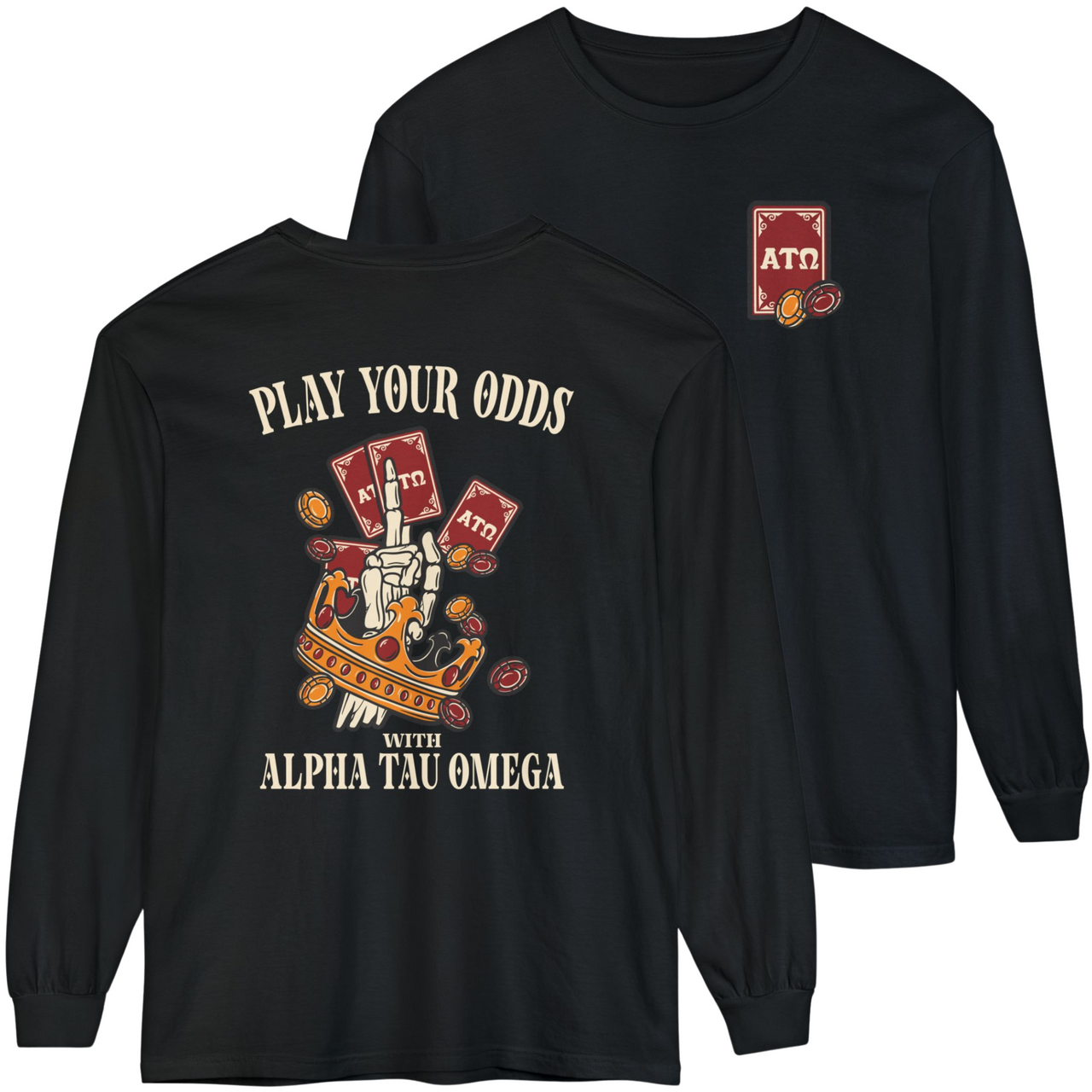 Black Alpha Tau Omega Graphic Long Sleeve | Play Your Odds