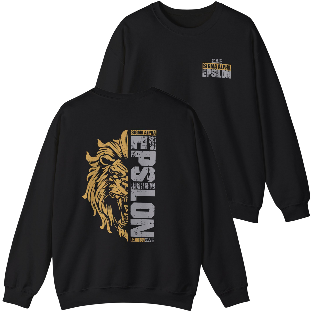Black Sigma Alpha Epsilon Graphic Crewneck Sweatshirt | Lion Hearted