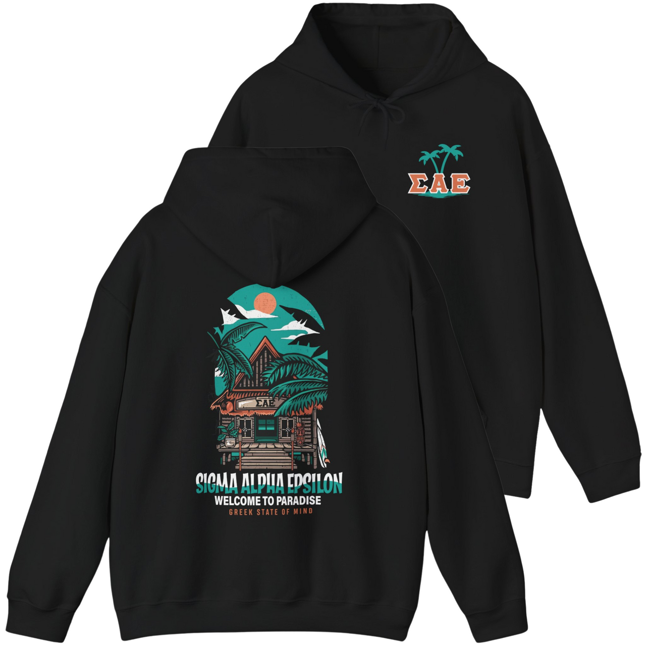Black Sigma Alpha Epsilon Graphic Hoodie | Welcome to Paradise