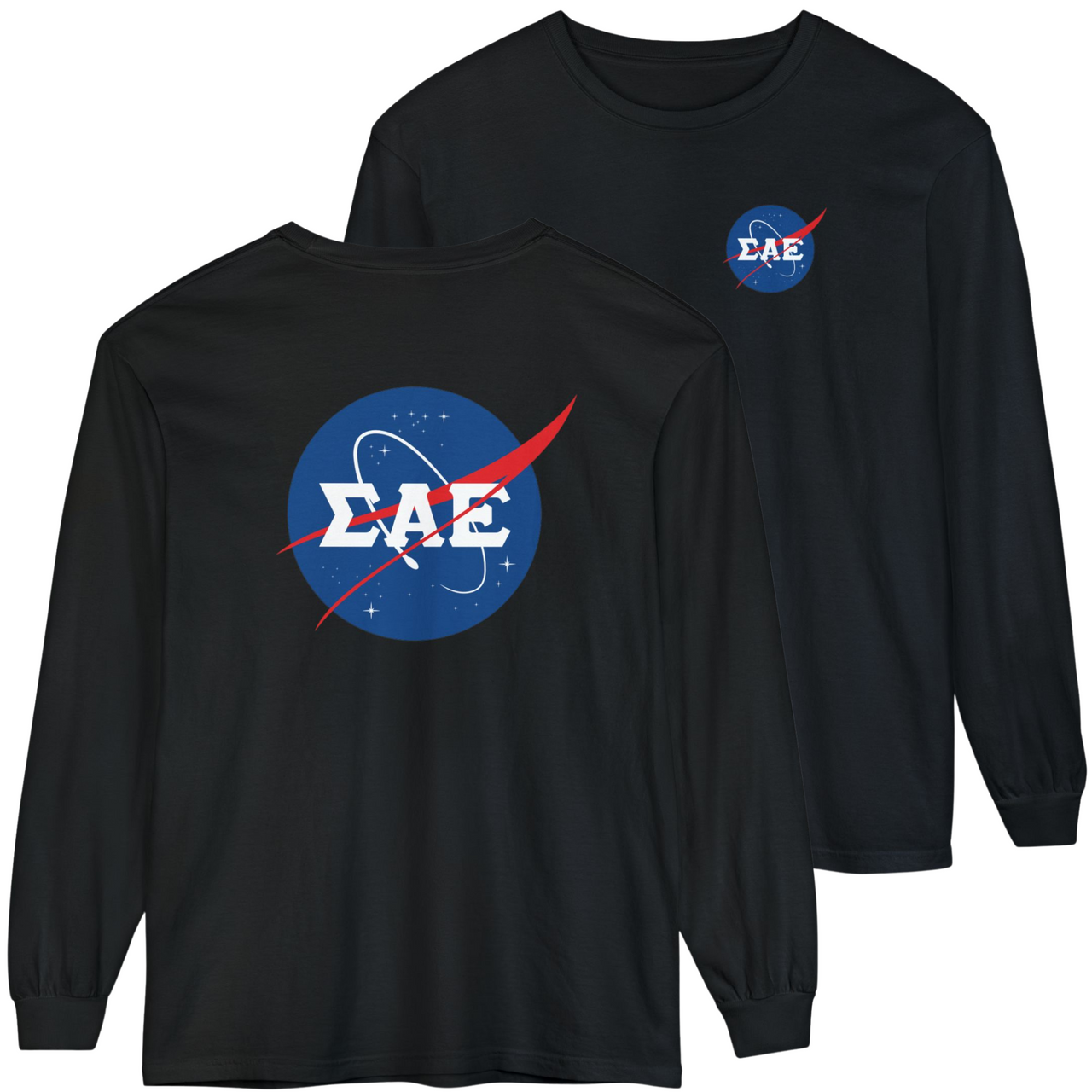 Black Sigma Alpha Epsilon Graphic Long Sleeve | Nasa 2.0