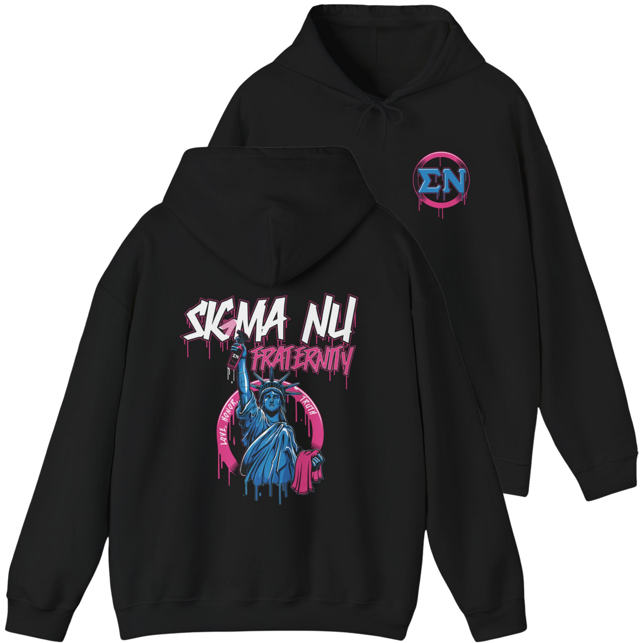 Black Sigma Nu Graphic Hoodie | Liberty Rebel