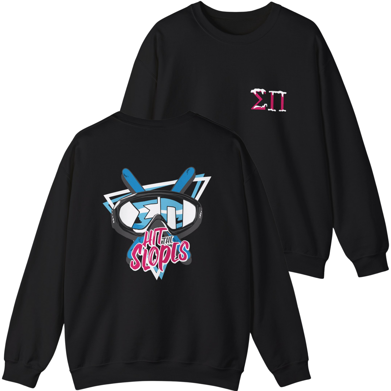 Black Sigma Pi Graphic Crewneck Sweatshirt | Hit the Slopes