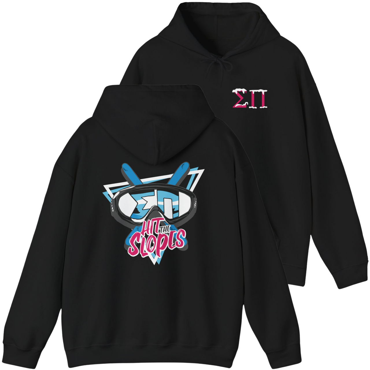 Black Sigma Pi Graphic Hoodie | Hit the Slopes