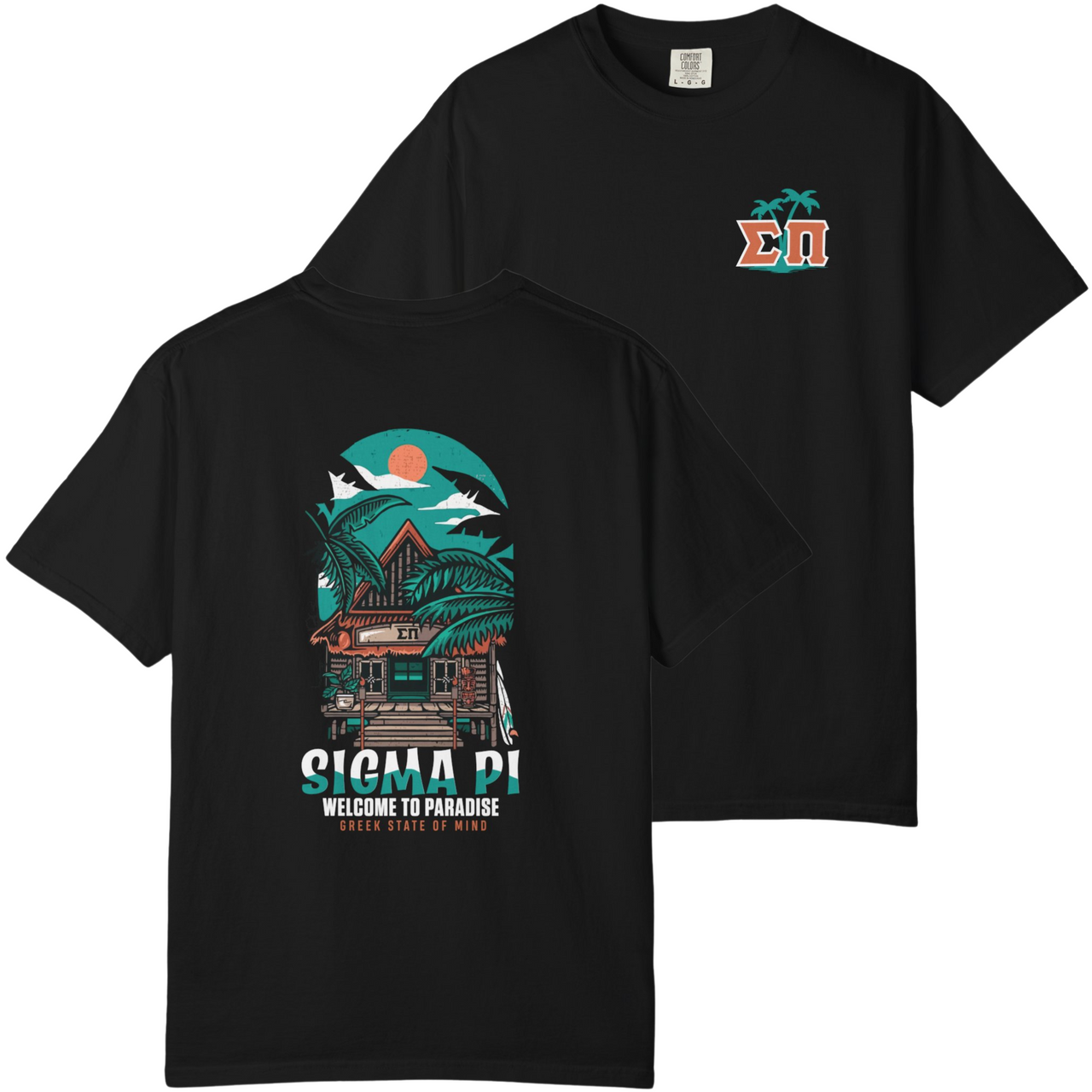 Black Sigma Pi Graphic T-Shirt | Welcome to Paradise