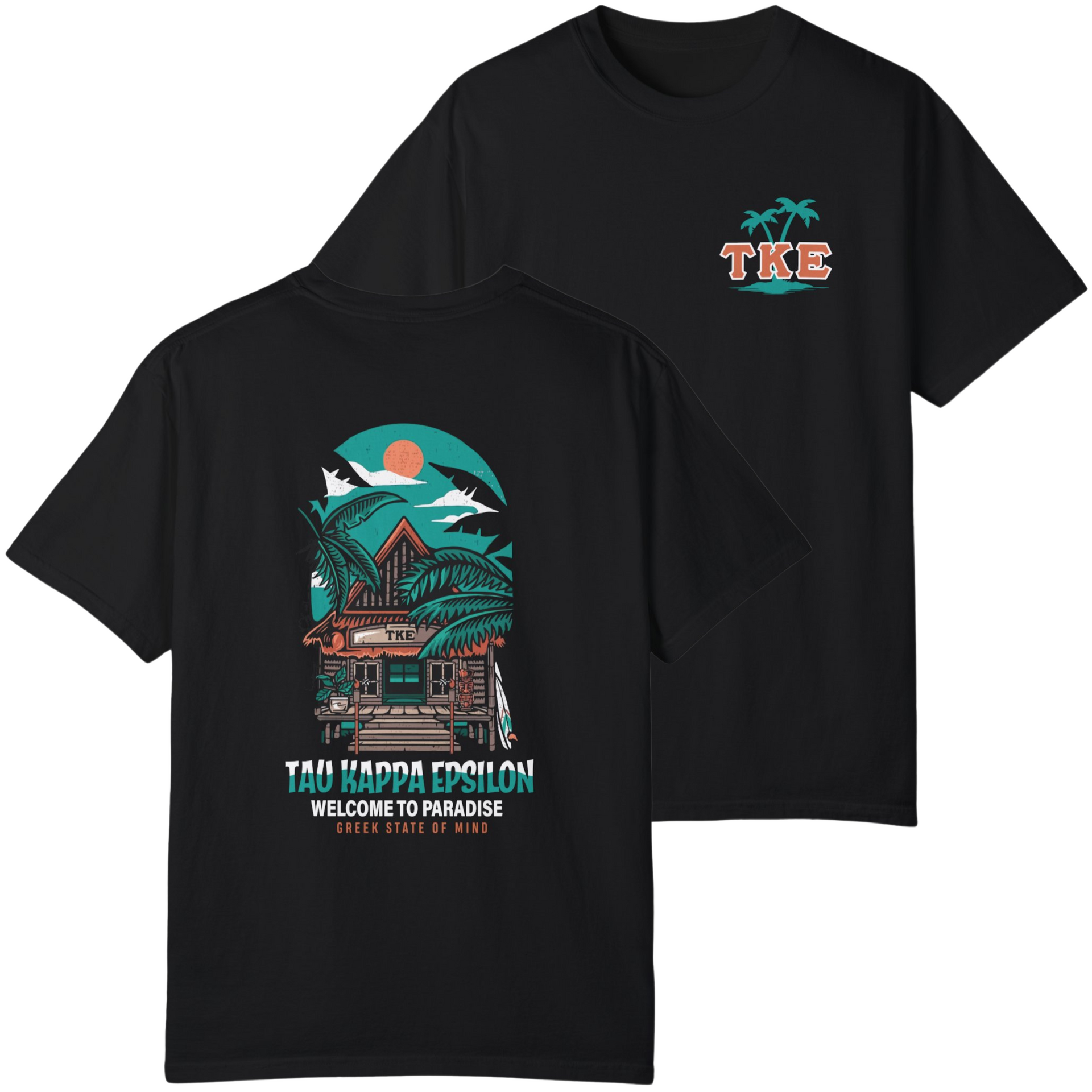 Black Tau Kappa Epsilon Graphic T-Shirt | Welcome to Paradise