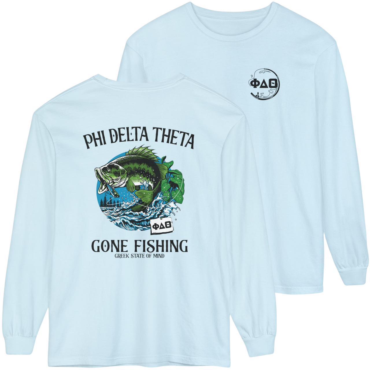 Blue Phi Delta Theta Graphic Long Sleeve T-Shirt | Gone Fishing