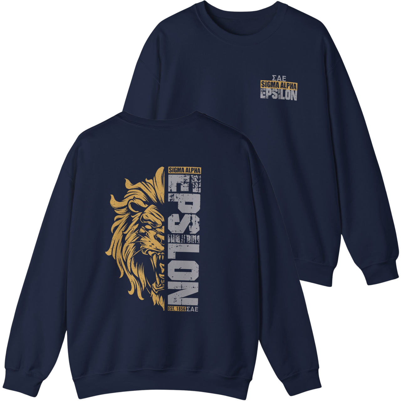 Blue Sigma Alpha Epsilon Graphic Crewneck Sweatshirt | Lion Hearted