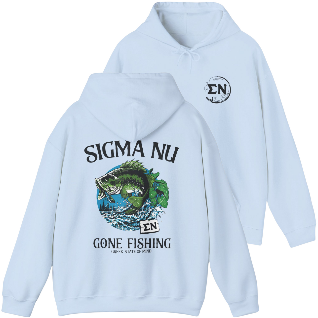 Blue Sigma Nu Graphic Hoodie | Gone Fishing