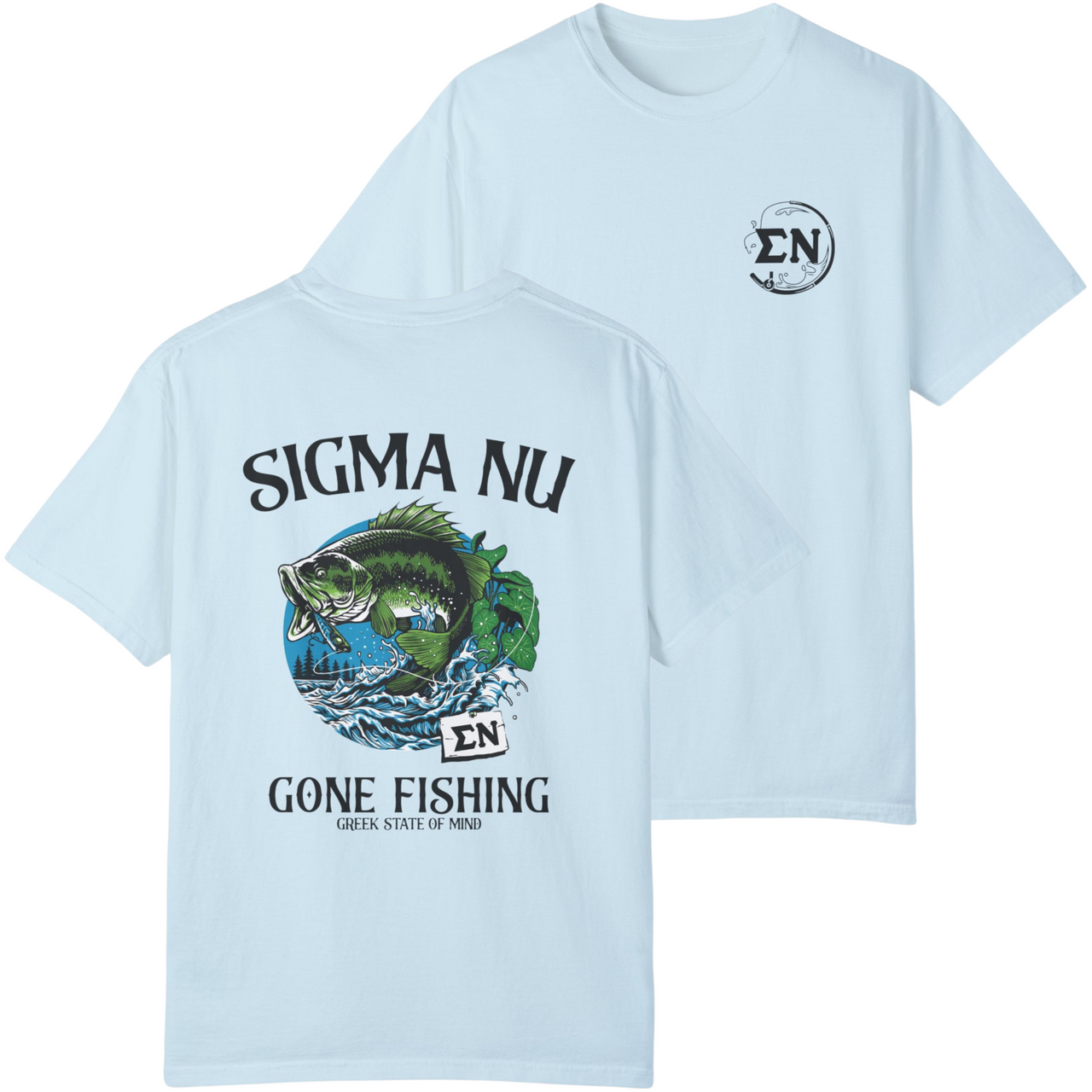 Blue Sigma Nu Graphic T-Shirt | Gone Fishing