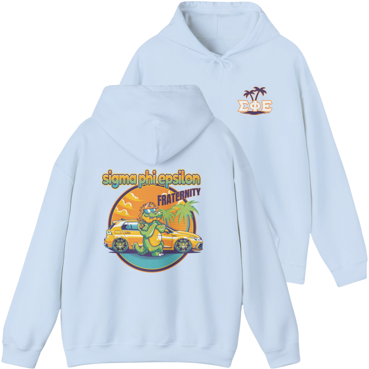Light Blue Sigma Phi Epsilon Graphic Hoodie | Cool Croc