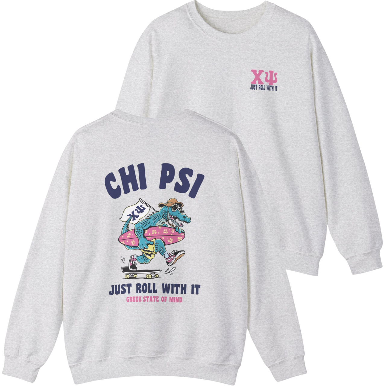 Chi Psi Graphic Crewneck Sweatshirt | Alligator Skater