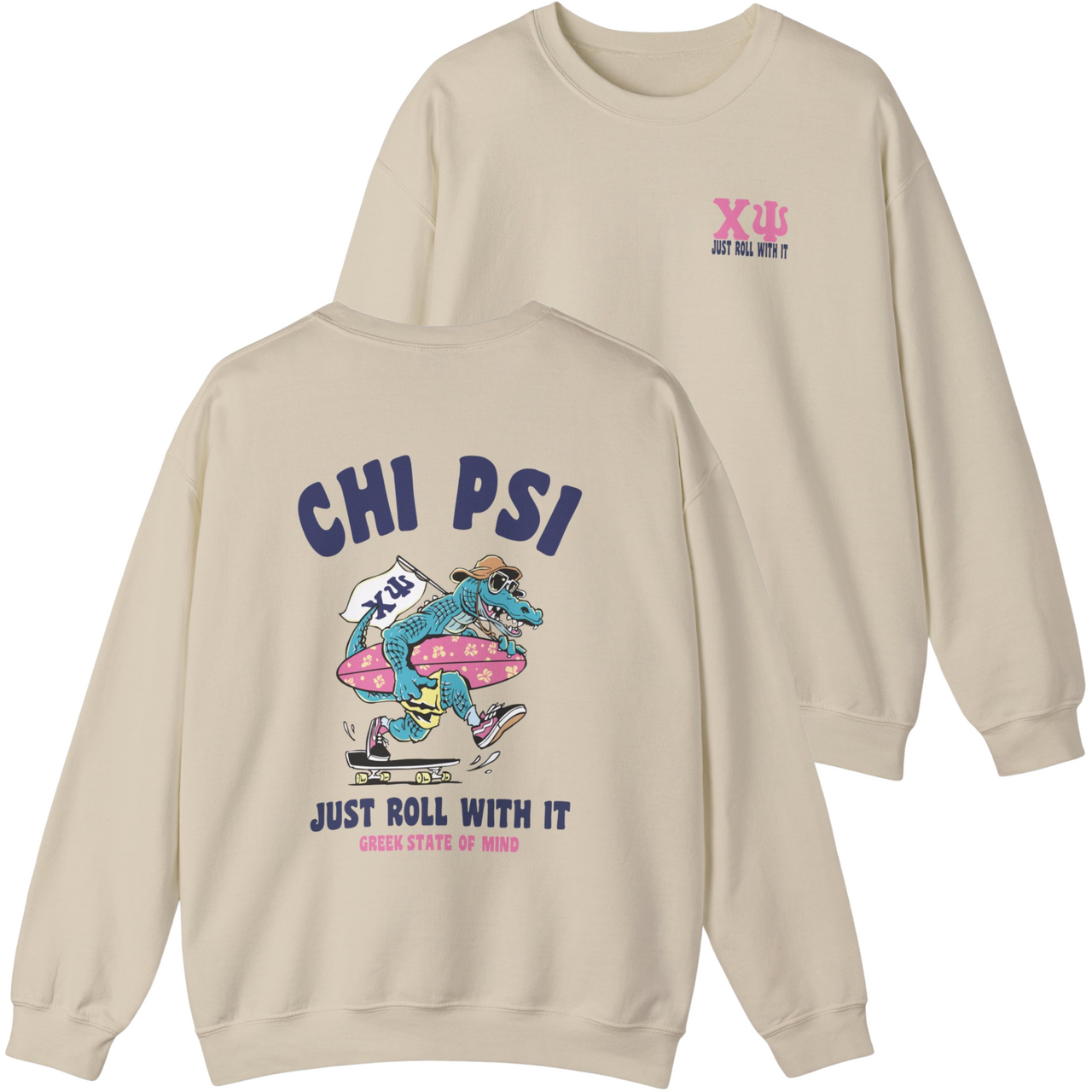 Chi Psi Graphic Crewneck Sweatshirt | Alligator Skater