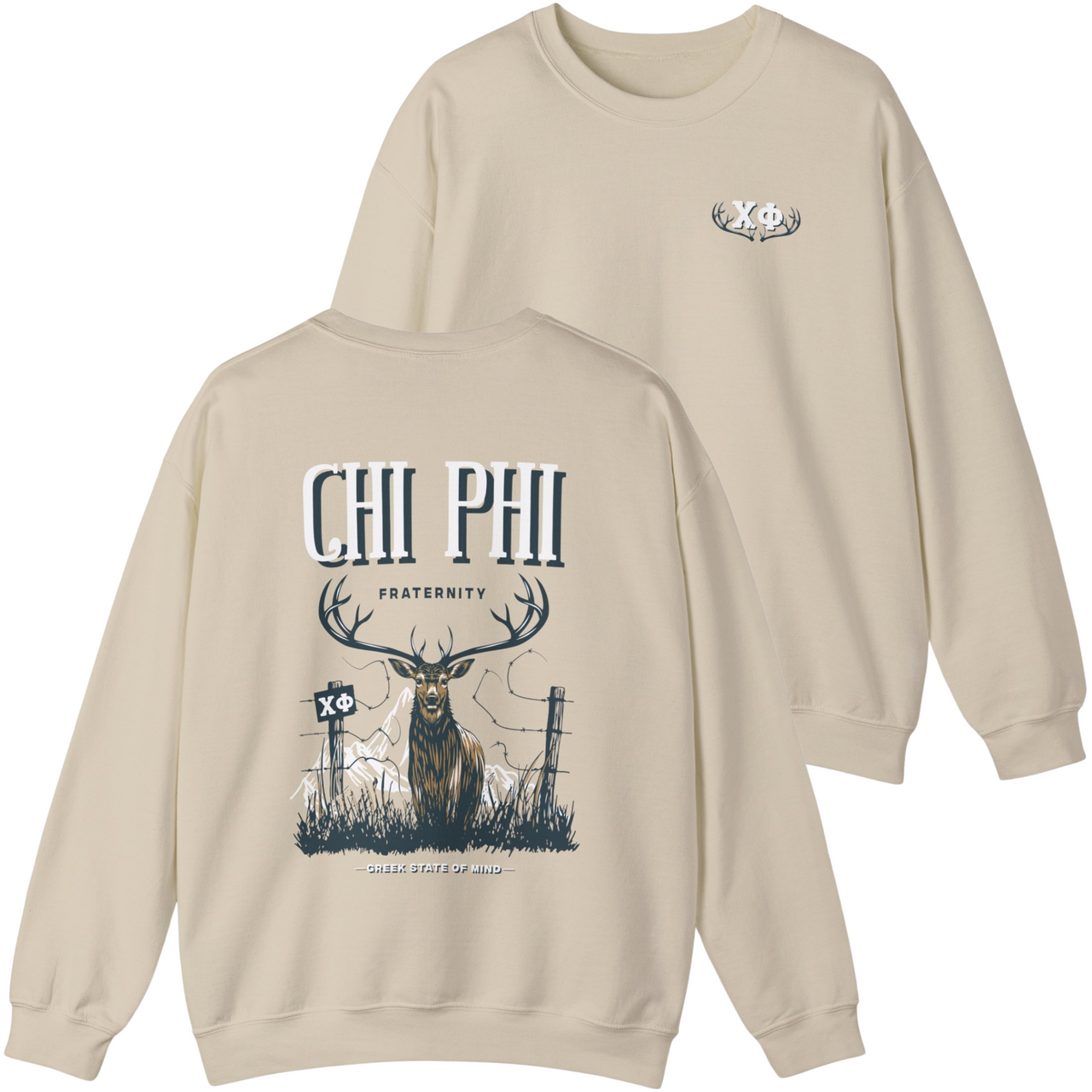 Chi Phi Graphic Crewneck Sweatshirt | Big Buck