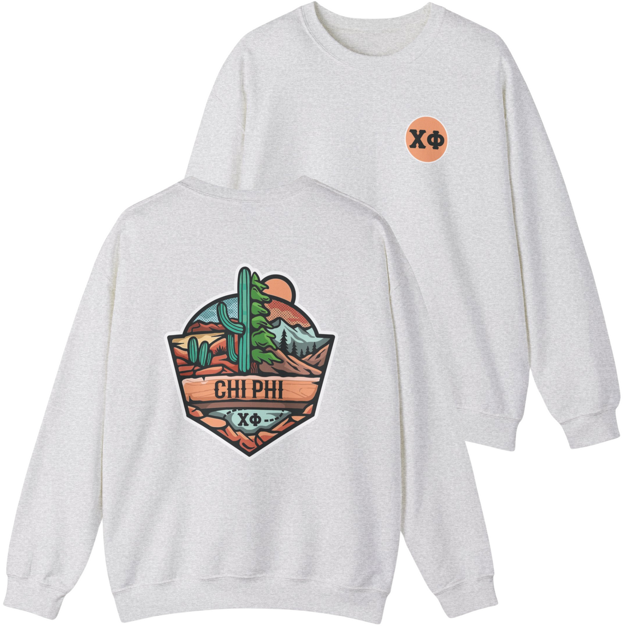 Chi Phi Graphic Crewneck Sweatshirt | Desert Mountains