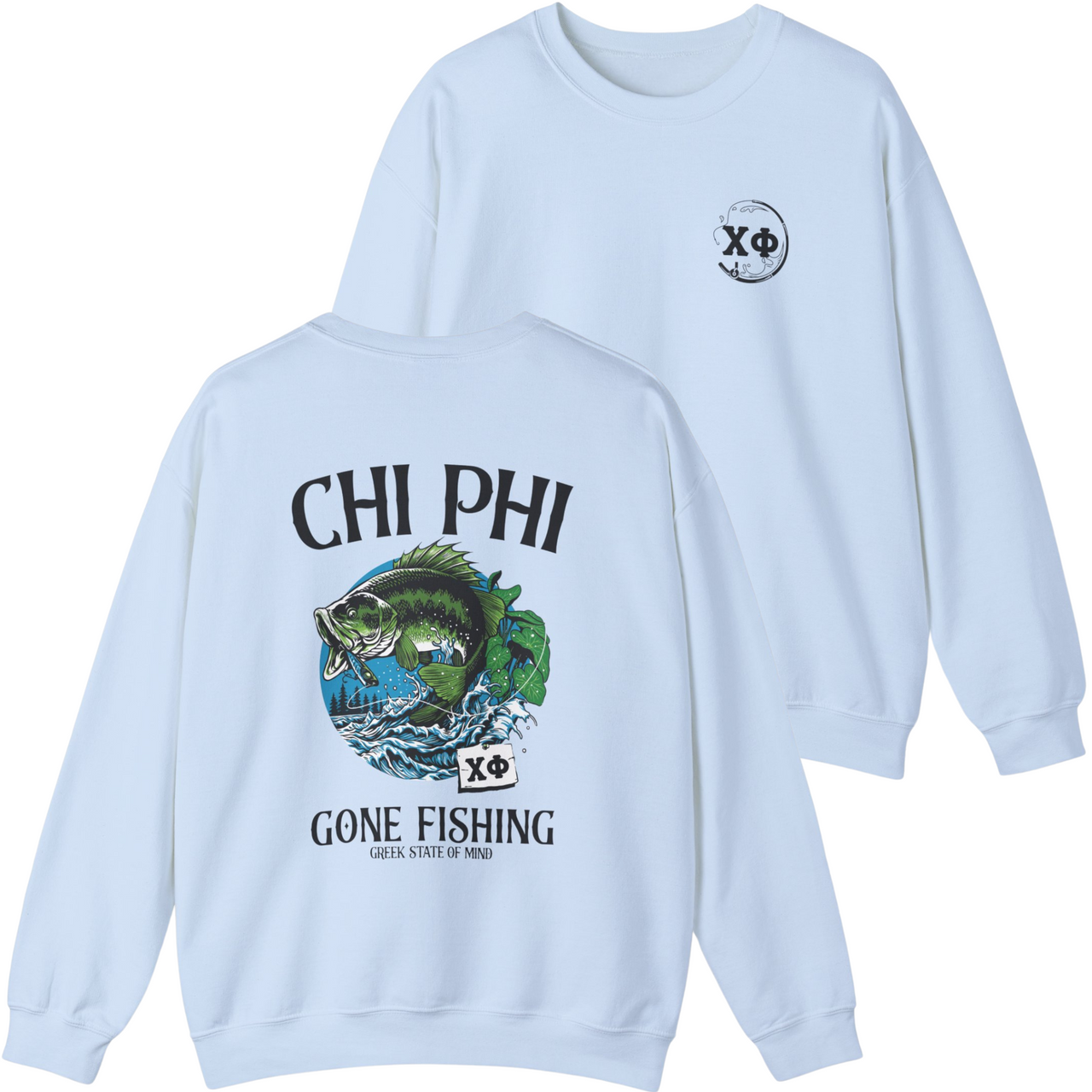 Chi Phi Graphic Crewneck Sweatshirt | Gone Fishing