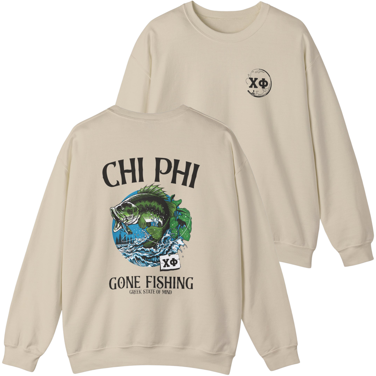 Chi Phi Graphic Crewneck Sweatshirt | Gone Fishing