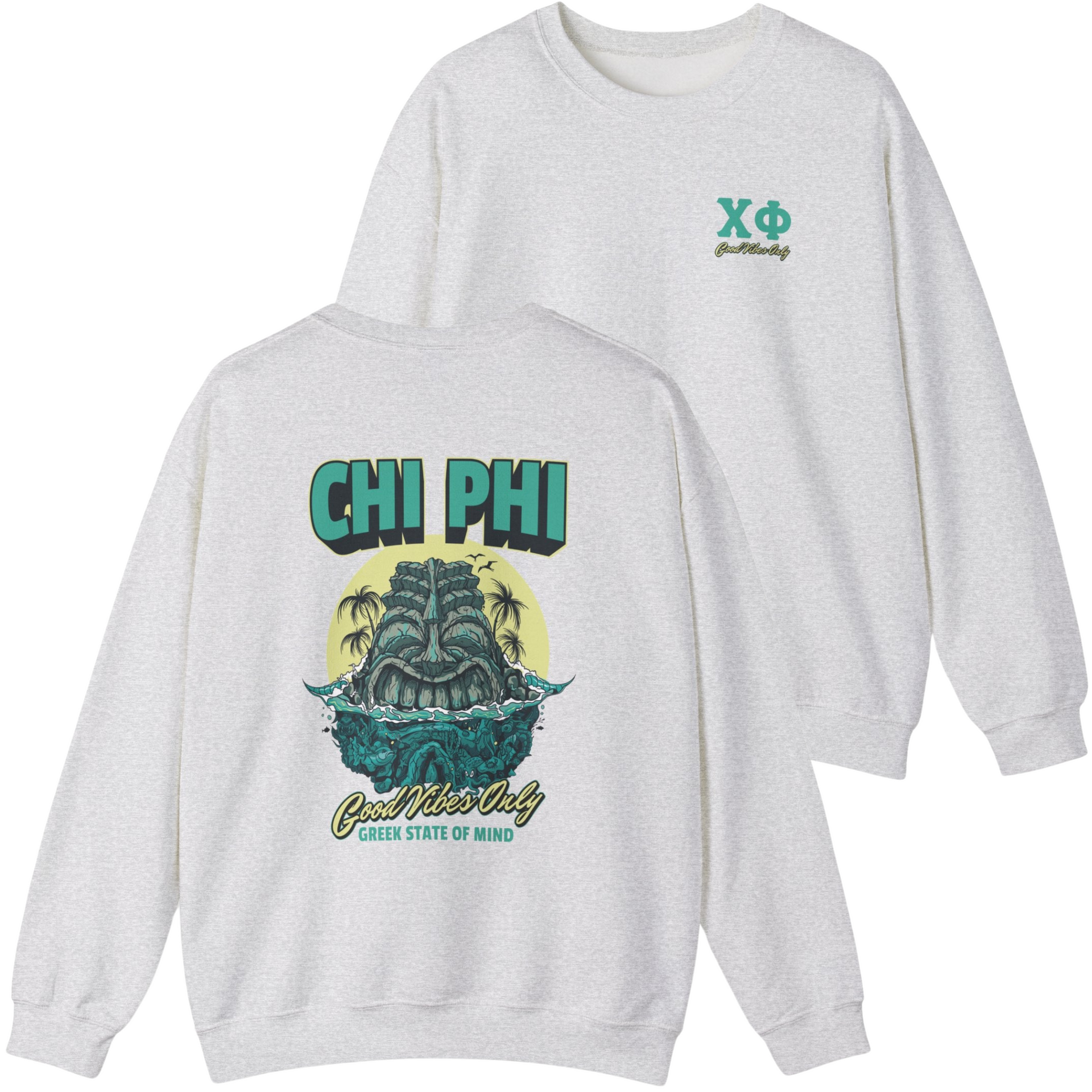 Ash Chi Phi Graphic Crewneck Sweatshirt | Good Vibes Only