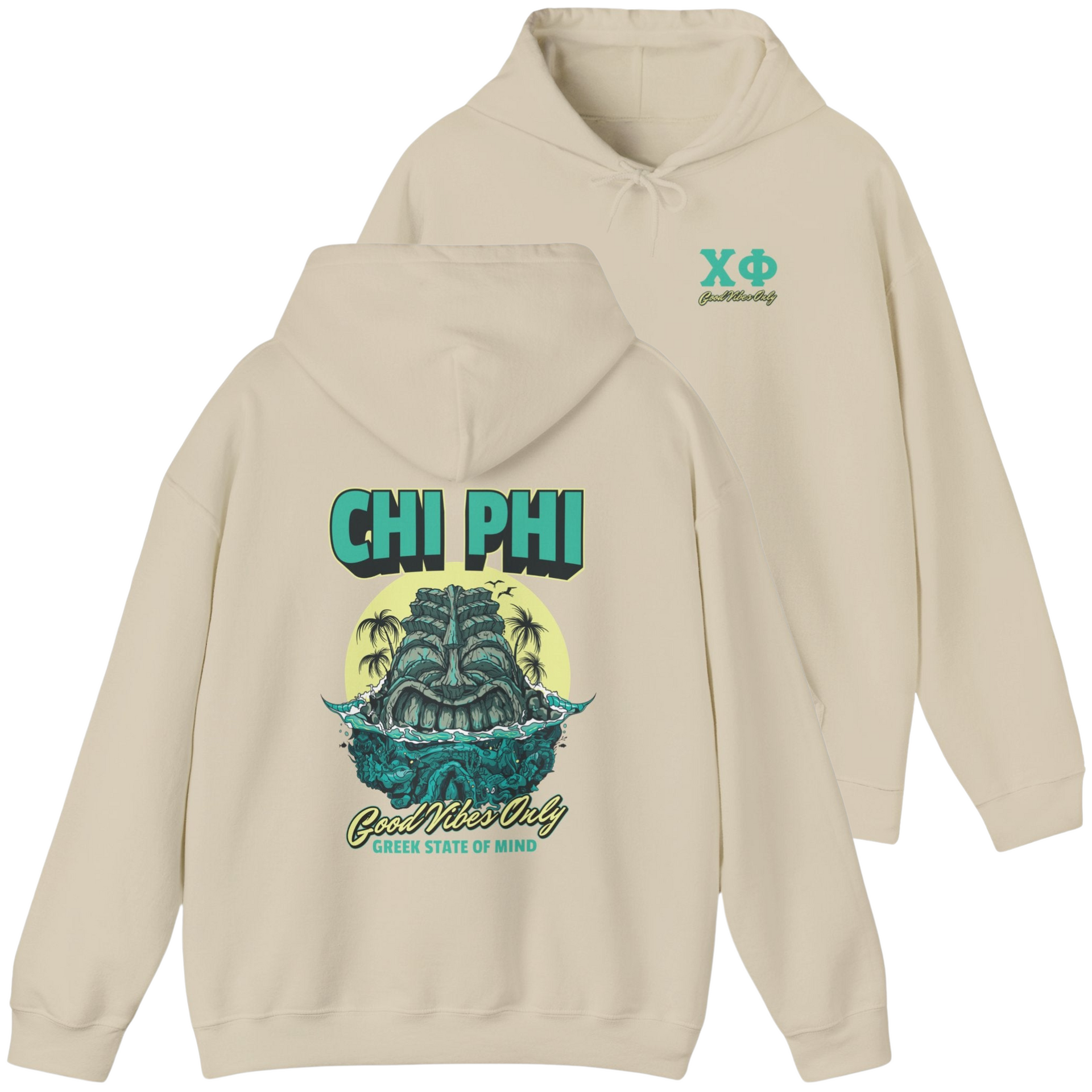 ivory Chi Phi Graphic Hoodie | Good Vibes Only