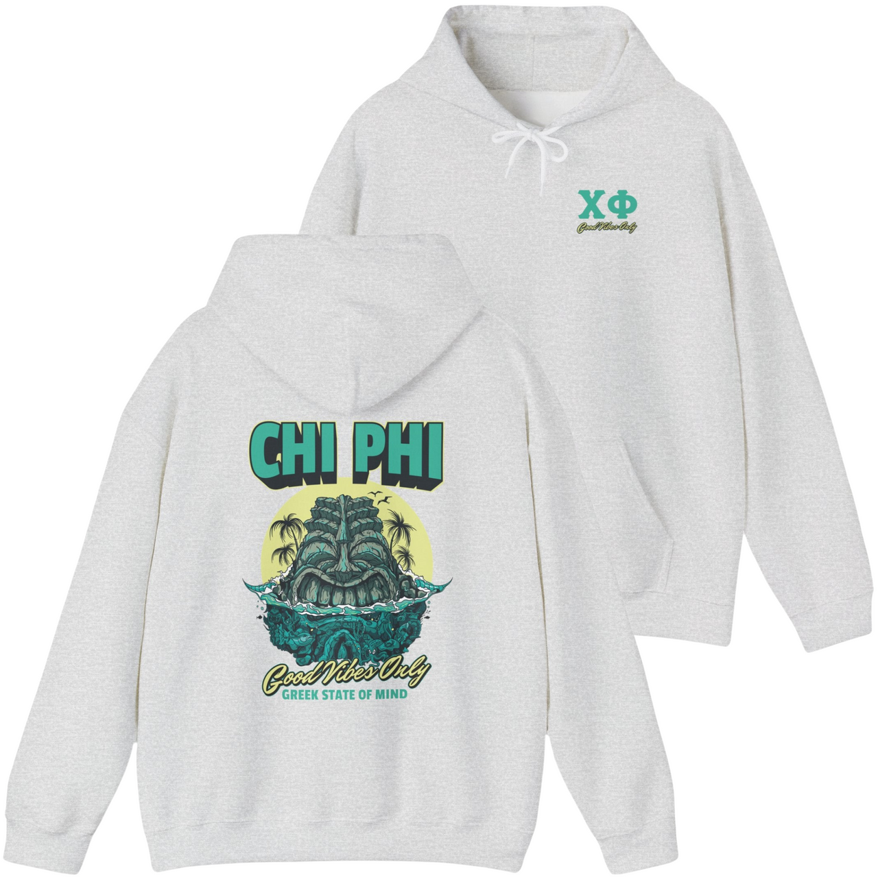 grey Chi Phi Graphic Hoodie | Good Vibes Only