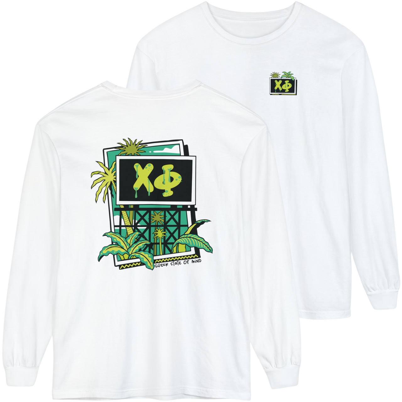 white Chi Phi Graphic Long Sleeve 