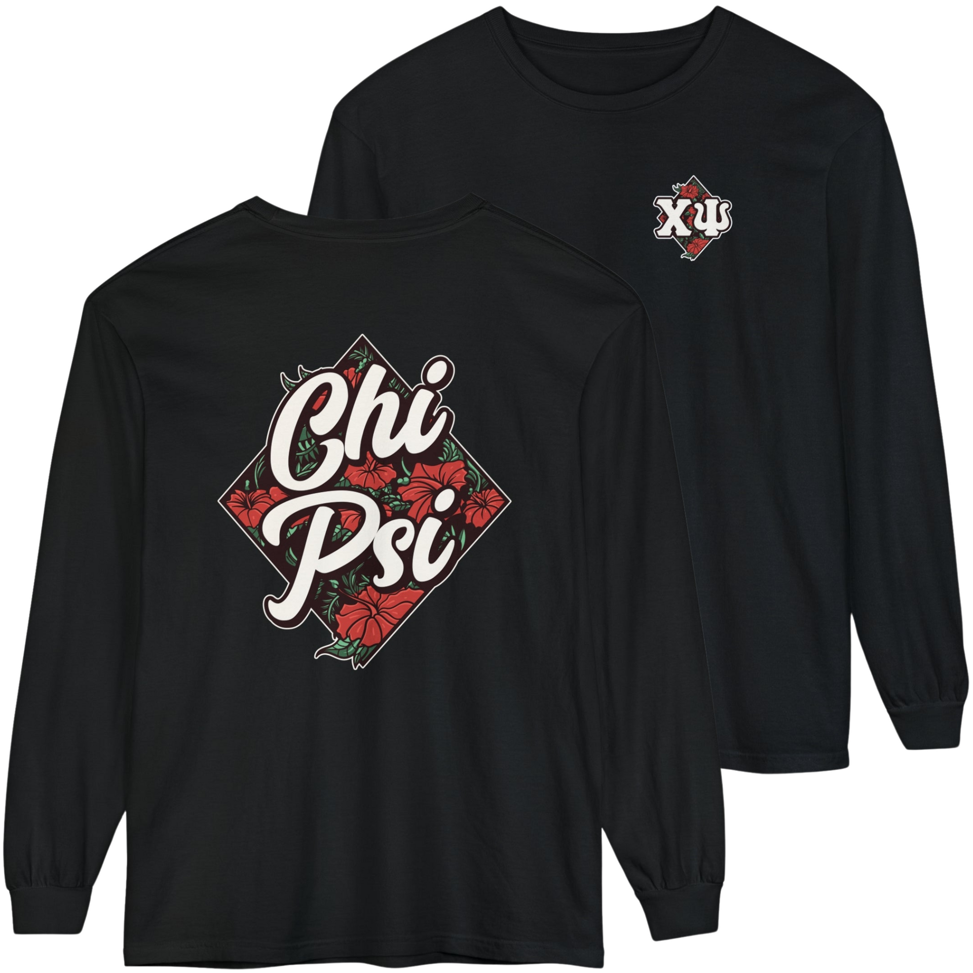 Black Chi Psi Graphic Long Sleeve | Aloha