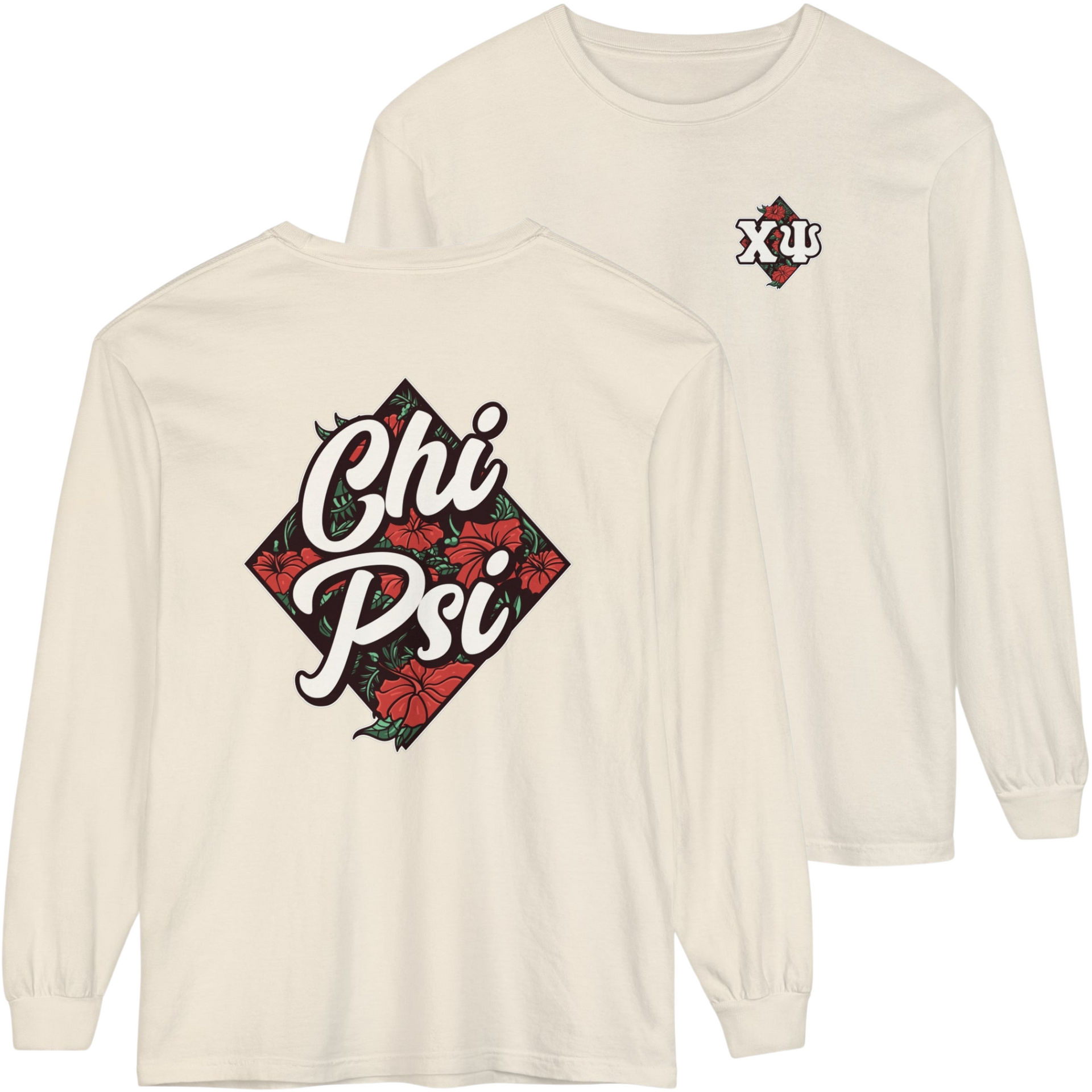 Ivory Chi Psi Graphic Long Sleeve | Aloha