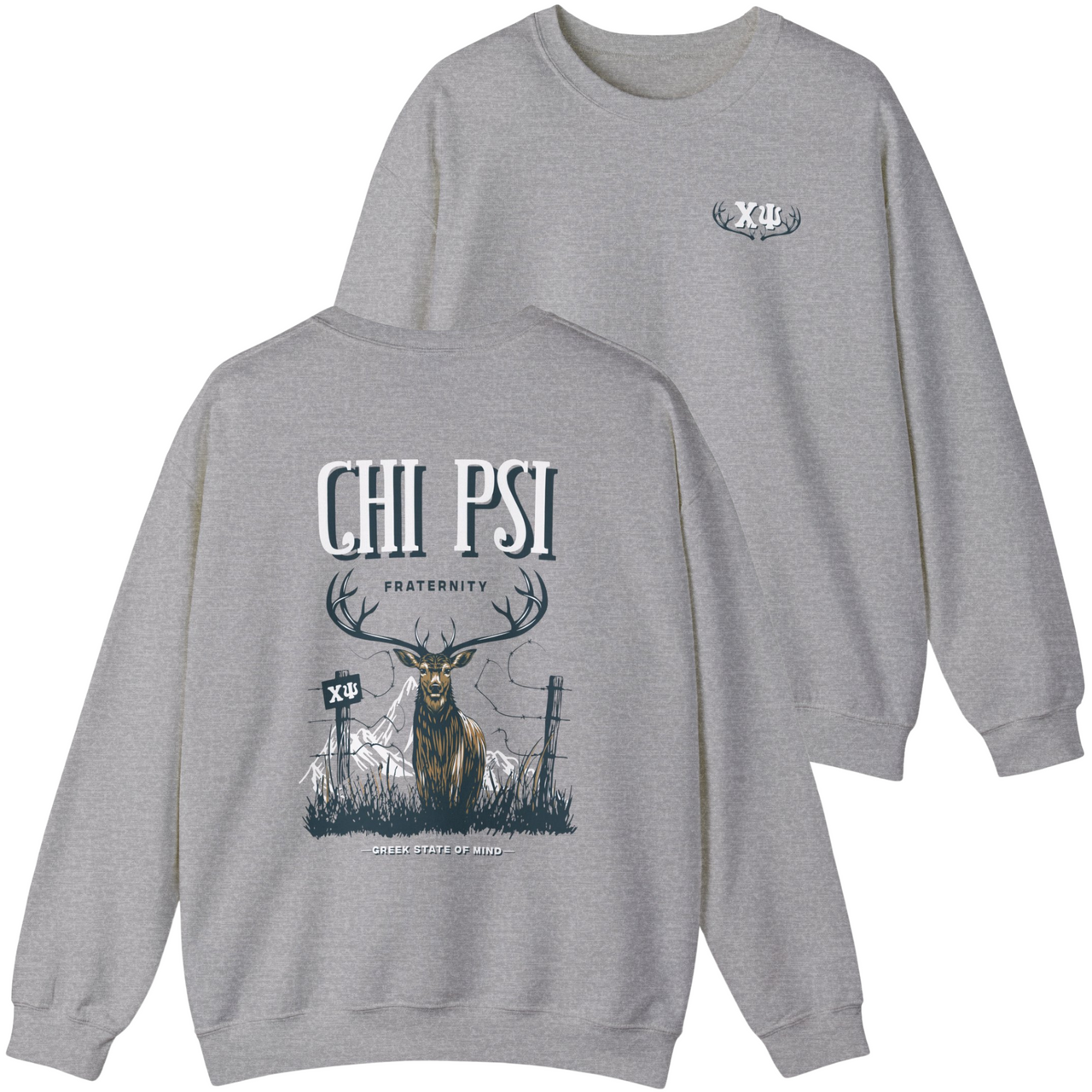 Chi Psi Graphic Crewneck Sweatshirt | Big Buck