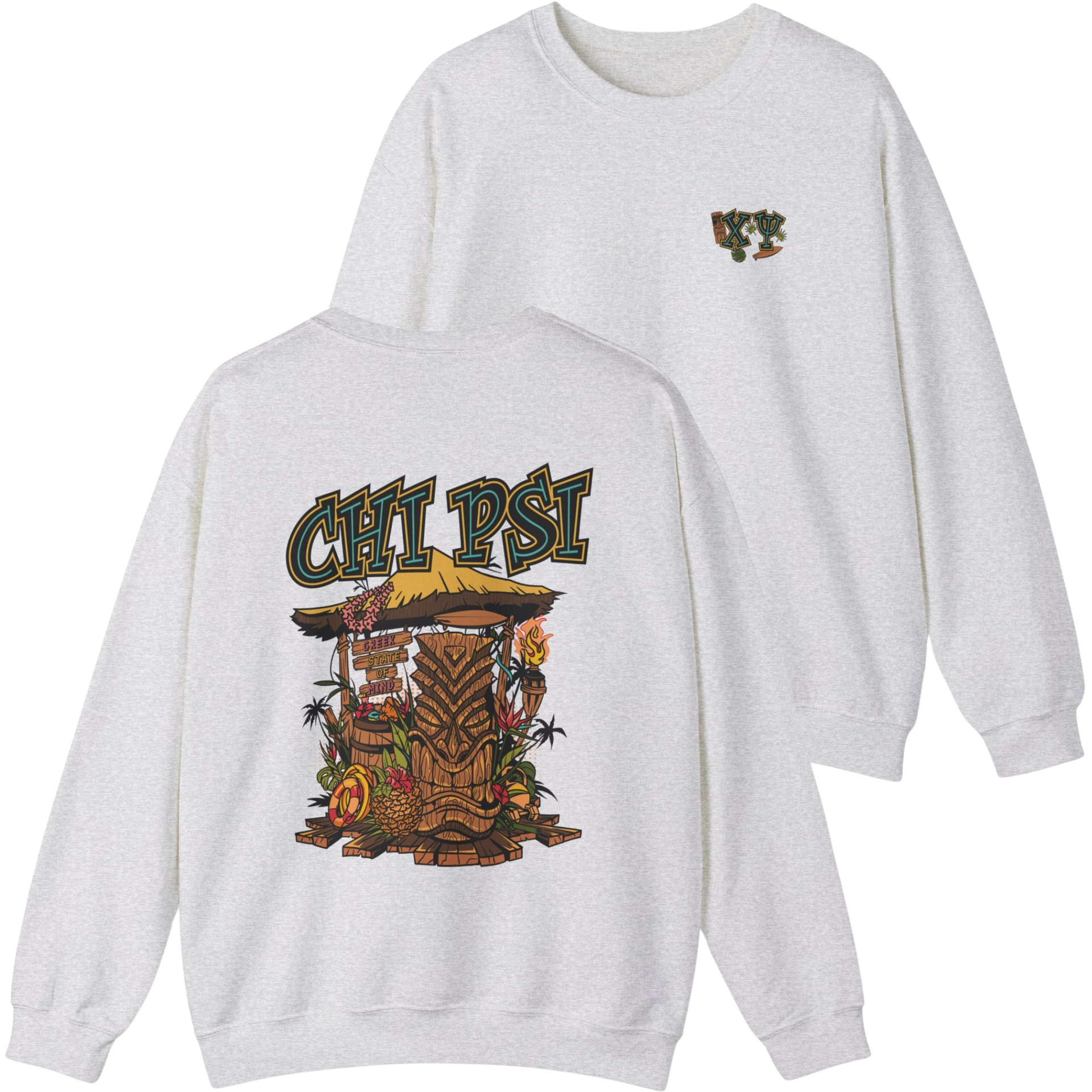 Grey Chi Psi Graphic Crewneck Sweatshirt