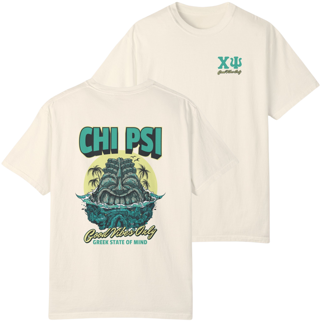 ivory Chi Psi Graphic T-Shirt | Good Vibes Only